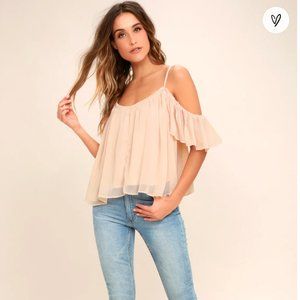 Lulu's Got Me Moving Blush Pink Off-the-Shoulder Top M NWT